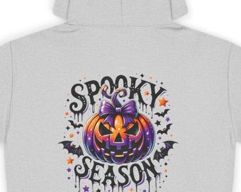 Spooky Season Pumpkin Bat hoodie | Halloween Hoodie | Purple and Orange Hoodie |