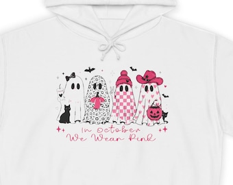 In October We Wear Pink ghost friends hoodie | Breast Cancer Awareness Hoodie