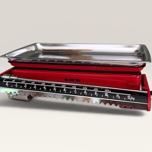 Swedish Vintage EKS Kitchen Scale Red Metal | Mid Century Scandinavian Kitchenware | Nordic Cottage Decor, Retro Countertop Balance Scale