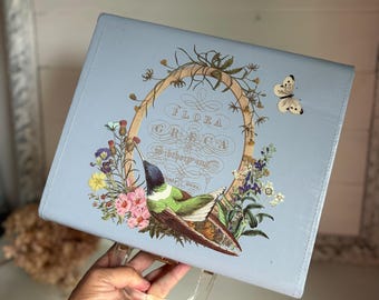 Upcycled Vintage Mini "Suitcase" | Makeup Craft Jewelry Case with Iron Orchid Transfer Design