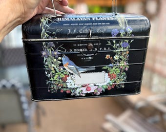 Vintage Upcycled Metal Storage LunchBox | Floral Design Tool Box