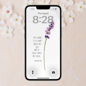 Fondo de pantalla floral del Salmo 119:105 / Pantalla de bloqueo con versículos bíblicos cristianos / KJV y ESV / Android / Apple (Descarga digital)