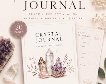 Crystal Journal Printable, 20 Page Collection Tracker, Healing Manifestation Log (Digital Download)