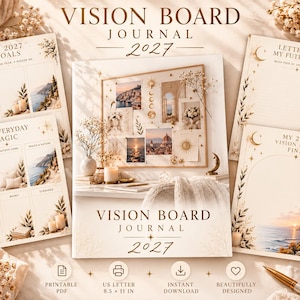Visionboard-Tagebuch 2027, Manifestationsplaner, Vorlage zur Zielsetzung zum Ausdrucken (PDF)