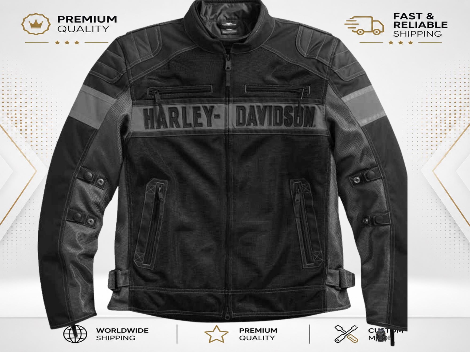 Harley Davidson Grey Leather Jacket - Etsy