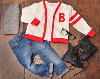CHILD SIZE Letterman Cardigan personalized jersey knit in 6-12 *this listing is for cardigan only