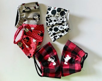 Mickey and Minnie patterned Reusable cloth washable Face Masks