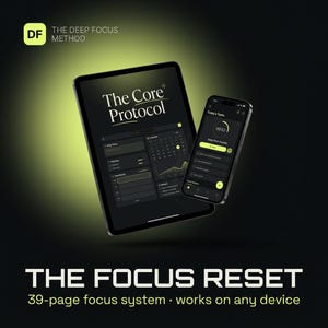 Focus Planner PDF, ADHD Daily Planner Digital Download, Dark Mode Productivity Planner for Remote Workers, Undated Time Blocking Deep Work