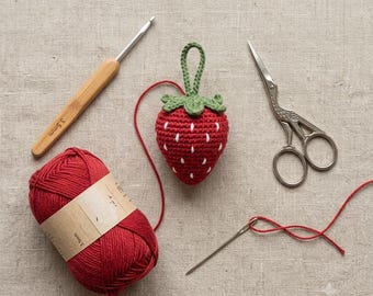 Mini Crochet Strawberry Pattern | Beginner Amigurumi Keychain Charm (PDF Download)