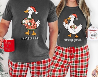 Funny Goose Couple Christmas Shirts, Matching Holiday Tees (Comfort Colors®)