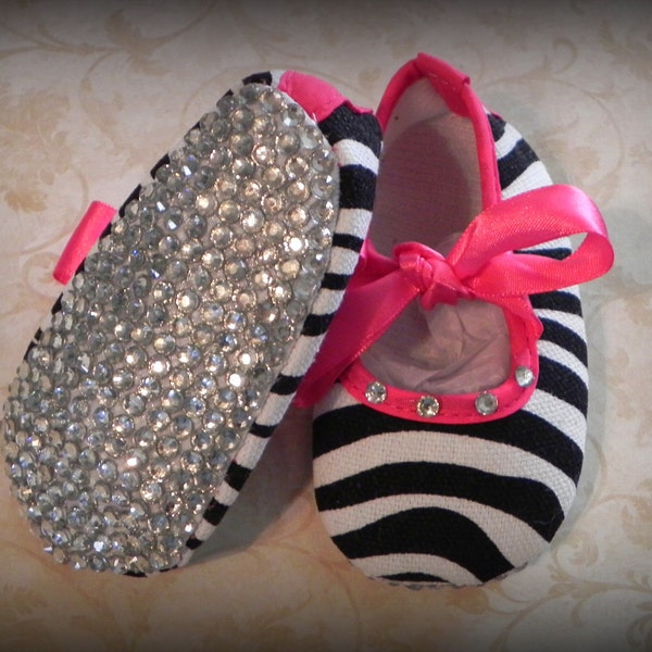 Infant Zebra Sparkle Shoes Size 0-6 months