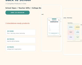 Back to School Bundle: First/Last Day Signs, Teacher Gifts, Dorm Planner (Digital Download)
