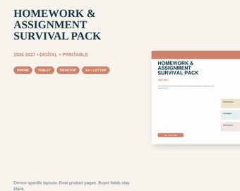 Homework & Assignment Planner | Deadline Tracker, Missing Work and Project Organizer