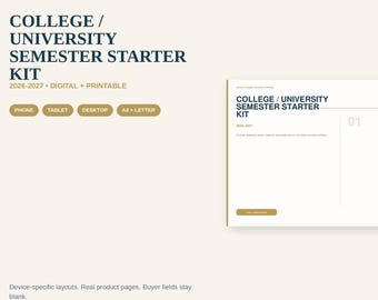 College Semester Planner 2026-2027 | University Course, Assignment & Study Organizer