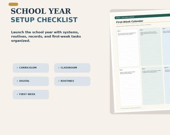 School Year Setup Checklist | Fillable Teacher Planner + A4 Printable Back to School Pack