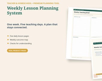 Weekly Lesson Planner | Fillable Teacher PDF + A4 Printable System