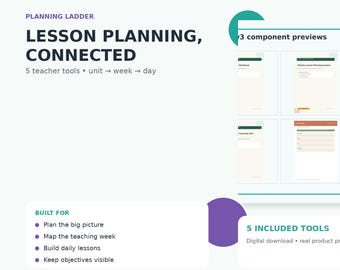 Teacher Lesson Planner Bundle | Unit, Weekly, Daily PDFs (Digital Download)
