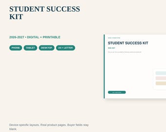 Student Success Kit 2026-2027 | Digital Academic Planner + Printable School Planner