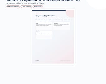 Client Proposal & Services Guide | Pricing, Scope, Timeline and Packages | Printable + Fillable PDF