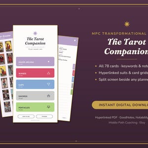 Tarot Companion PDF | 78 Card Meanings, Split Screen Journal Insert (Digital Download)