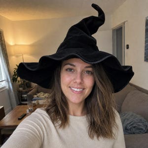 Fantasihäxhatt, trollkarlshatt, spetsig häxhatt, gotisk häxkostymhatt, magisk hatt för Halloween Cosplay