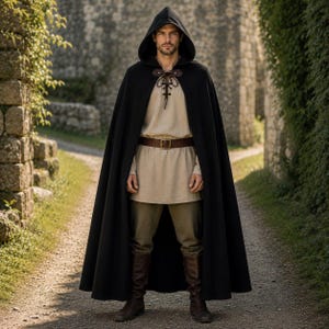 Hooded Cloak, Medieval Cloak, Renaissance Cloak, Hooded Cape, Viking Cloak, LARP Cosplay Costume, Cotton Cloak