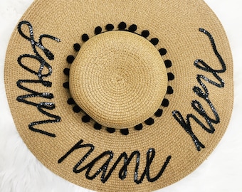 Custom Sun Hat- Sun hat-Beach Hat- Boho Hat- Personalized- Bachelorette Party Hat-Vacation wear-bridesmaid gift-Vacation hat-Custom Gift-fun