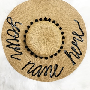 Custom Sun Hat Sun hat-Beach Hat Boho Hat Personalized Bachelorette Party Hat-Vacation wear-bridesmaid gift-Vacation hat-Custom Gift-fun image 1