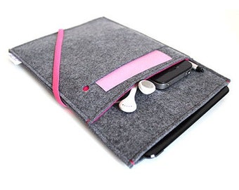 iPad Mini Sleeve /iPad Mini Sleeve Case /iPad Mini Case /Sleeve Felt Case iPad Mini 6th Generation- Elastic Design- CharcoalGrey & LightPink