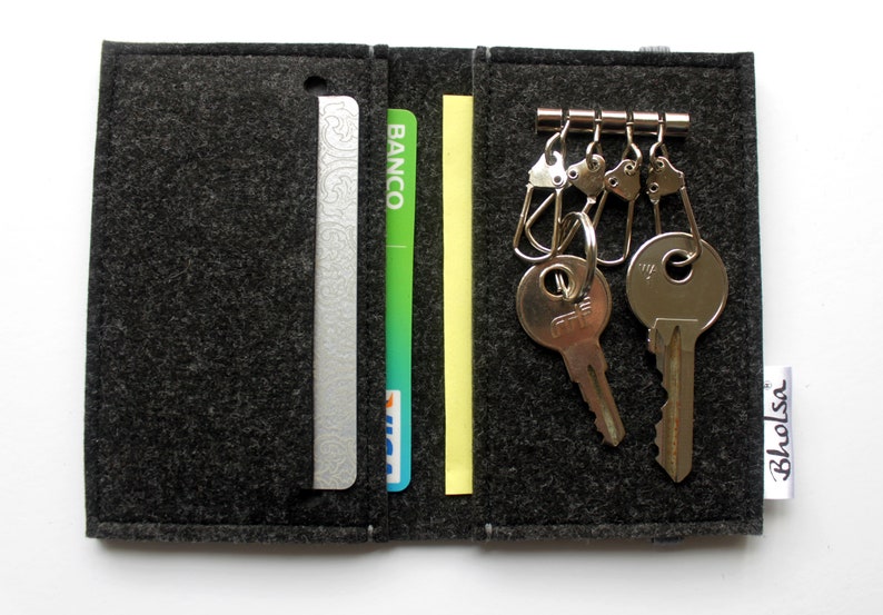 Card Holder / Keyring Felt Wallet / Keyring Key holder / Small Etsy