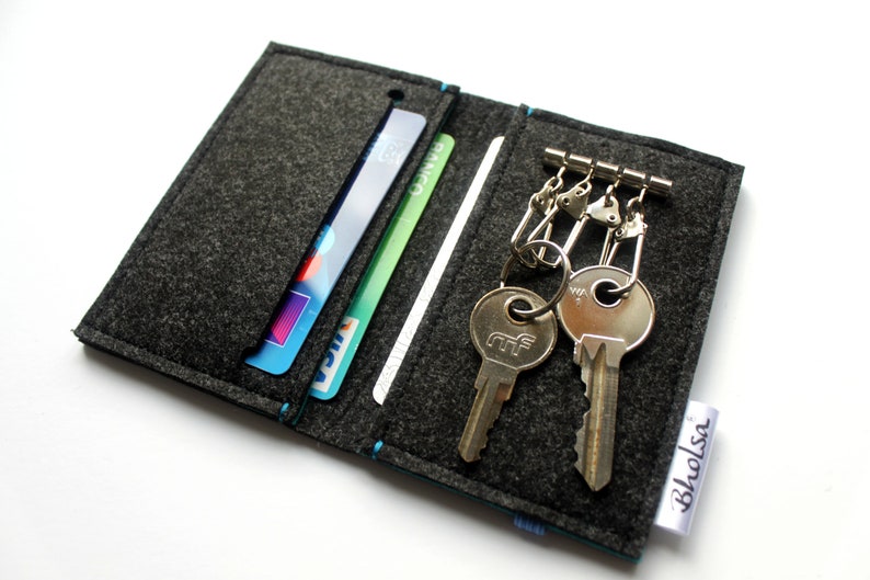 Card Holder / Keyring Felt Wallet / Keyring Key holder / Small Etsy