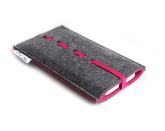 Case Felt sleeve | Custom made for iPhone, Samsung, Google, Xiaomi, Motorola, Oppo | All Brands | Wave Design | Charcoal Grey