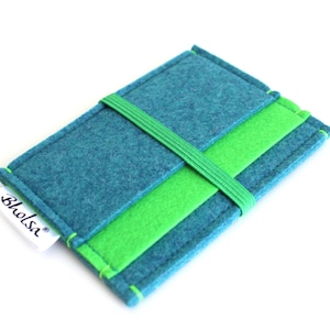 Organizador de tarjetas / Monedero de monedas / Monedero de dinero fieltro / Dinero llevar monedero / Monedero de tarjeta Organizador / Monedero monedero de monedas- Azul azul azul brillante & verde brillante