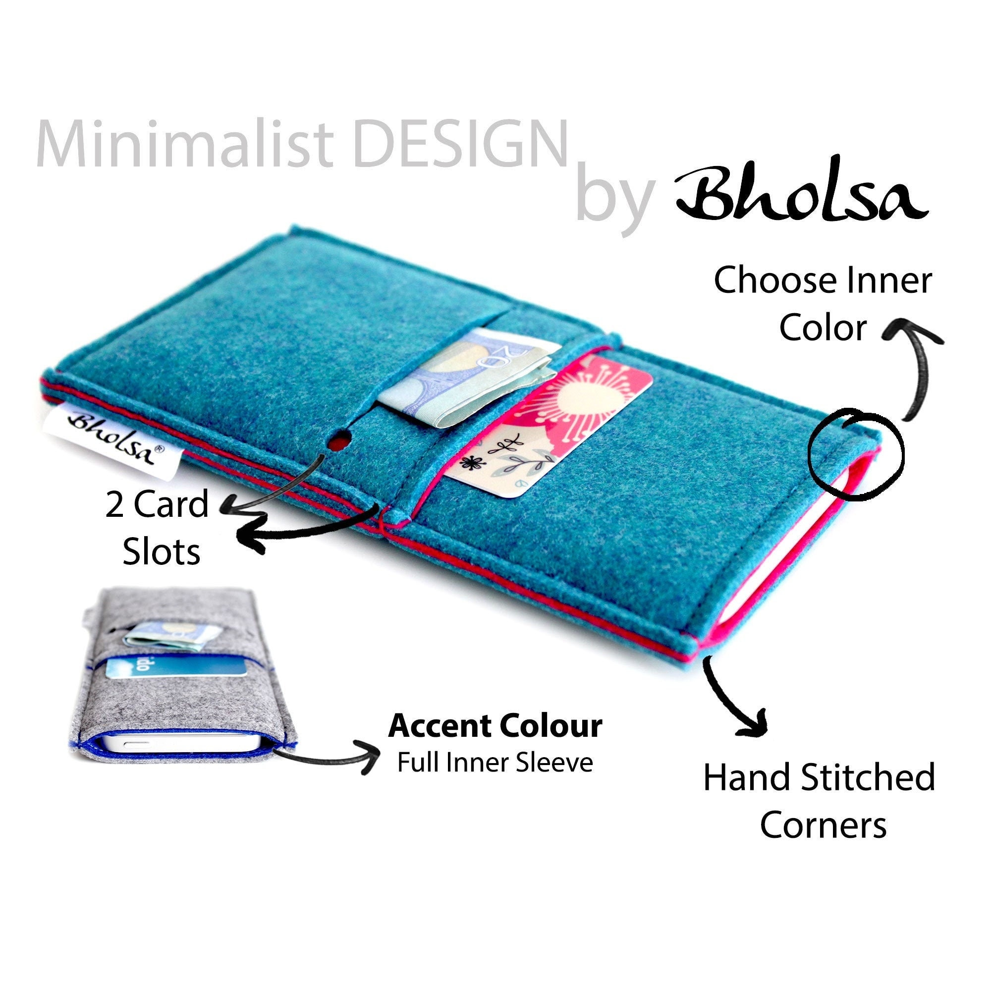 Xiaomi 14 | Xiaomi 14T Pro | Etui en feutre rembourré et housse de protection pour Xiaomi 14 | Xiaomi 14T Pro - Design minimaliste - Bleu sarcelle