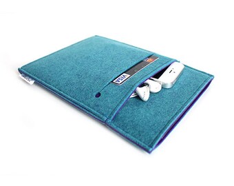 Etui na iPada Mini / Etui na iPada Mini / Etui z filcu na iPada Mini 6. generacji - Minimalistyczny design - Turkusowy i Królewski Fiolet