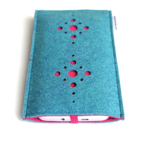 Filztasche für Google Pixel 9, Pixel 9 Pro, Pixel 9 Pro XL, Pixel 9 Pro Fold - Fusion Design - Teal Blue & Hot Pink