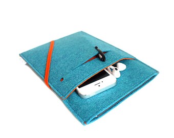 Etui na iPada Mini / Etui na iPada Mini / Etui na iPada Mini / Etui z filcu na iPada Mini 6. generacji - Elastyczna konstrukcja - Turkusowo-niebieski i pomarańczowy