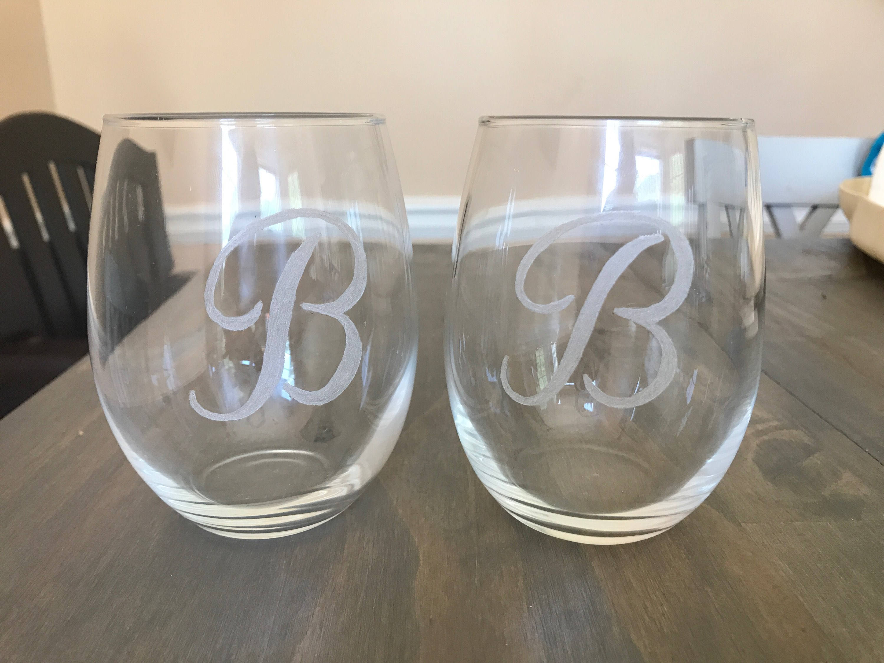 Personalized Etched Stemless Wine Glass Etsy
