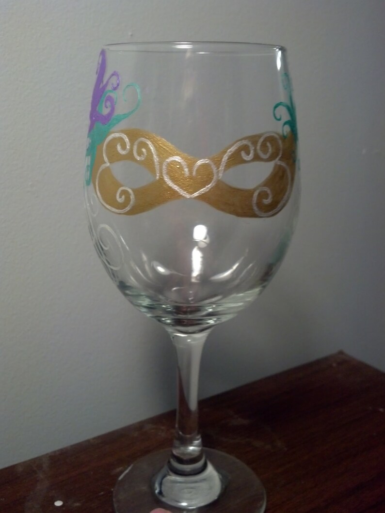 The Mysterious Mirrored Masquerade Masks wine glass set Etsy