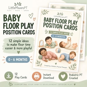 Cartões de Atividades para Bebês no Chão, 12 Ideias de Atividades para Bebês de 0 a 6 Meses, Hora de Ficar de Barriga para Baixo e Brincadeiras para o Bebê (Imprimível)