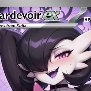 May include: A Gardevoir ex trading card featuring a Stage 2 character with 310 HP and a psychic type symbol. The card displays a purple-themed illustration of a character with dark hair and pink eyes, with the text Gardevoir ex and Evolves from Kirlia.