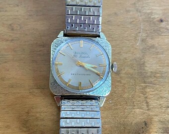 Vintage Bulova 30 Jewel Self Winding Men’s Wristwatch 1960’s, Commander E, Water Resistant, Classic Timepiece