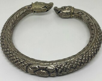 Vintage India Armlet Bajuband Silver Makara Arm Ornament Hindu Mythology Indian Tribal Jewelry Rajasthani Tribal Jewelry River Goddess Ganga