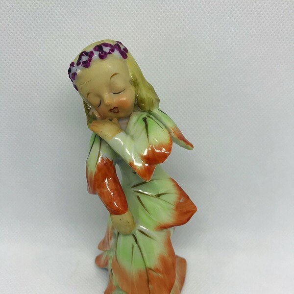 Vintage Acme Japan Autumn Leaf Porcelain Fairy Pixie Figurine Vintage Autumn Retro Autumn Vintage October