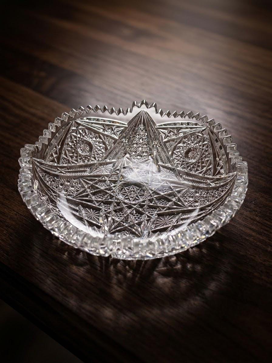 Antique Sawtooth Crystal Bowl - Etsy