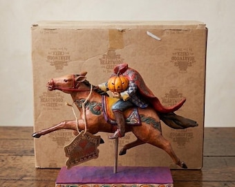 Vintage Jim Shore Heartwood Creek Headless Horseman Figurine, Halloween Folk Art Decor (Original Box)
