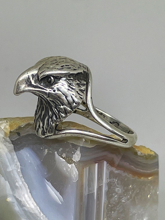 Vintage Sterling Silver Eagle Head Ring Ladies Si… - image 4