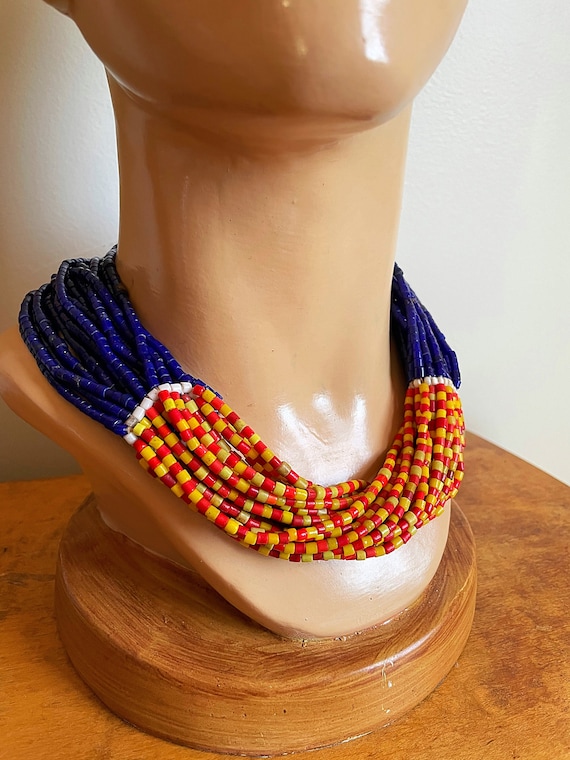 Vintage Trade Bead Necklace Antique Trade Beads M… - image 1