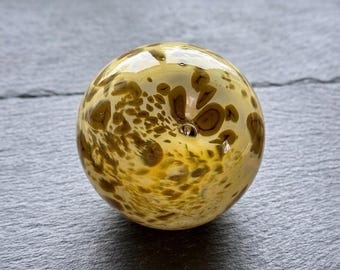 Vintage Tortoiseshell Art Glass Paperweight – Hand Blown Earth Tone Orb