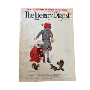 1921 Literary Digest Magazine: Agnes M. Watson Cover Art, Vintage Ads & Articles